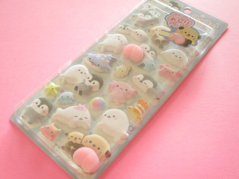 Photo1: Kawaii Cute ぷちふにLife Puffy Stickers Sheet Q-LiA *なかよしうみあにまる (01295） (1)