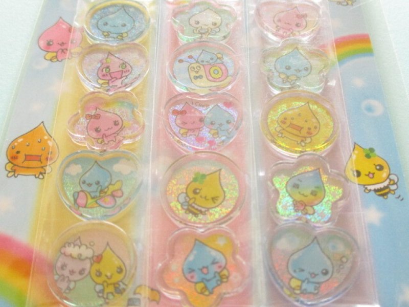 Photo1: Kawaii Cute Ohajiki Disc Stickers Sheet Q-LiA * しずくちゃん (04382）