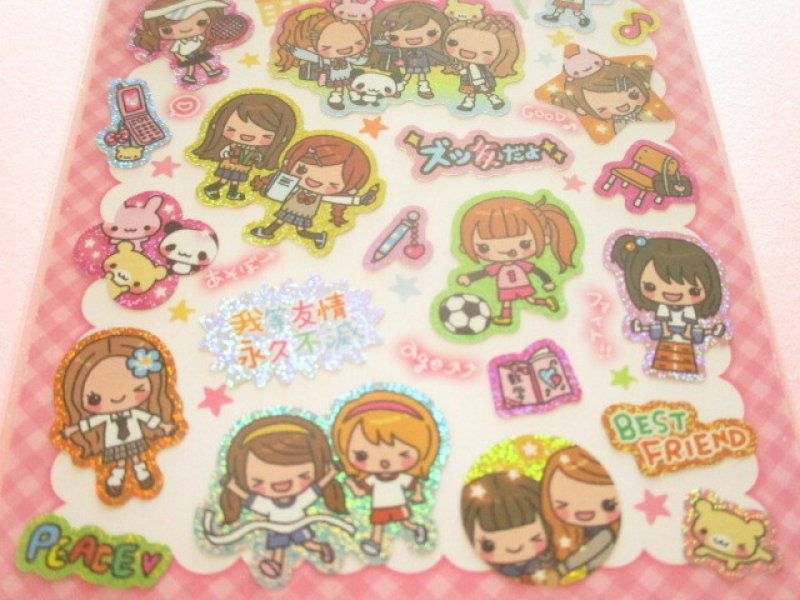 Photo2: Kawaii Cute Sticker Selection Sheet Gaia *Happy Pop Girls (466899-2)