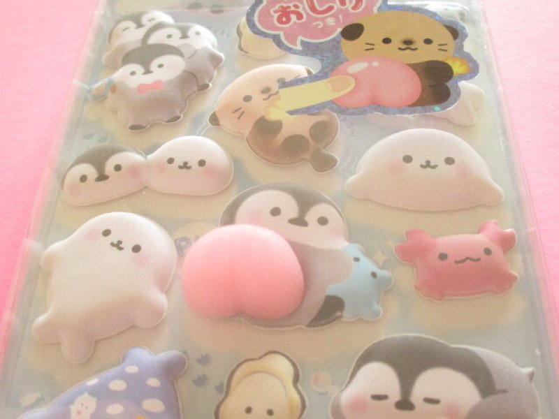 Photo1: Kawaii Cute ぷちふにLife Puffy Stickers Sheet Q-LiA *なかよしうみあにまる (01295)