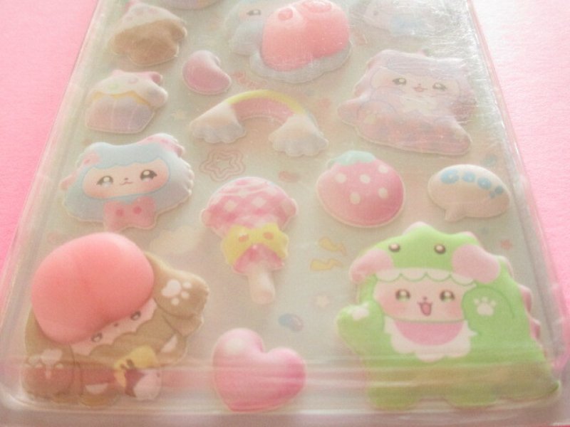 Photo2: Kawaii Cute ぷちふにLife Puffy Stickers Sheet Q-LiA *ふわふわぽっぷ (01297)