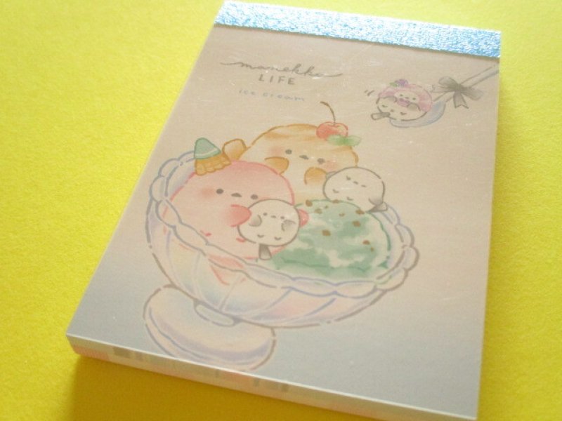 Photo1: Kawaii Cute Mini Memo Pad Manekko Life Crux *Ice cream (140294) (1)