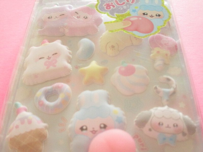 Photo1: Kawaii Cute ぷちふにLife Puffy Stickers Sheet Q-LiA *ふわふわぽっぷ (01297)