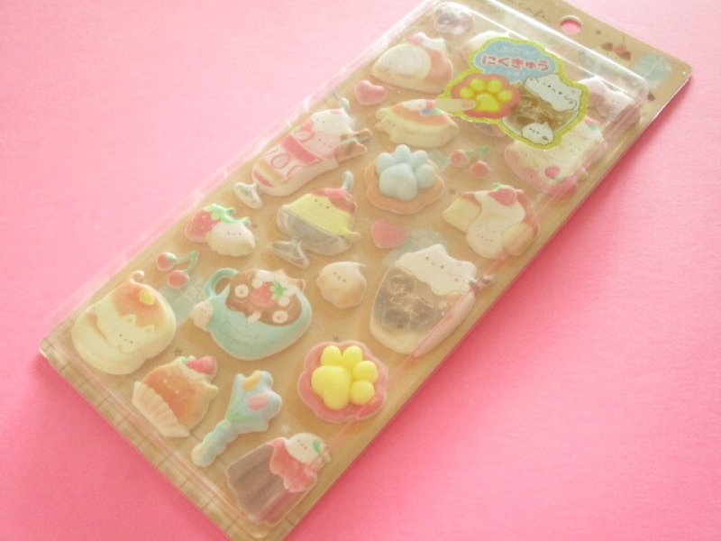 Photo1: Kawaii Cute ぷちふにLife Puffy Stickers Sheet Q-LiA *ゆるかふぇびより  (01296） (1)