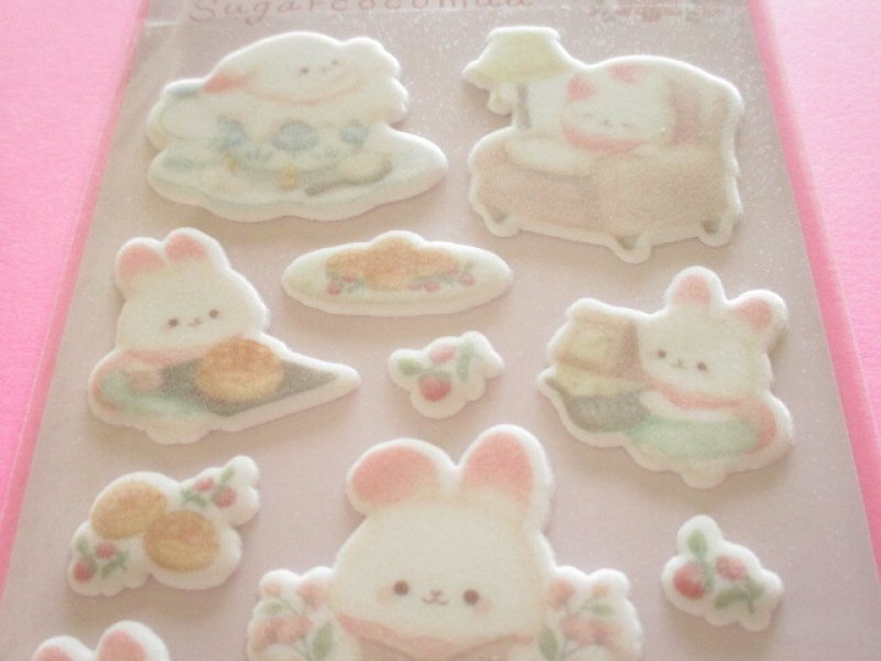 Photo1: Kawaii Cute もこもこ Puffy Stickers Sheet Sugarcocomuu San-x *Sugarcocomuu's Holiday (SE75101)