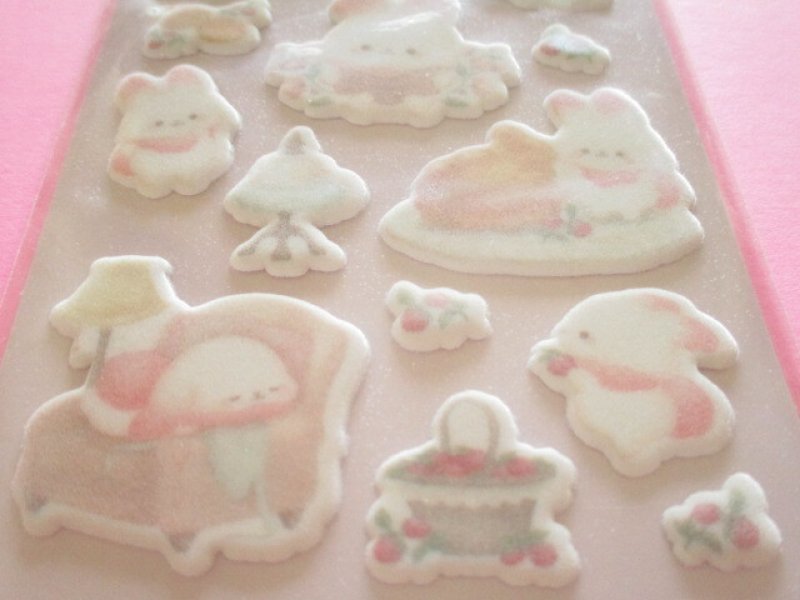 Photo2: Kawaii Cute もこもこ Puffy Stickers Sheet Sugarcocomuu San-x *Sugarcocomuu's Holiday (SE75101)