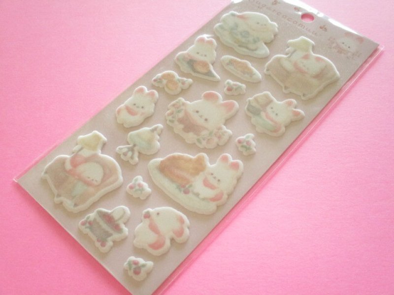 Photo1: Kawaii Cute もこもこ Puffy Stickers Sheet Sugarcocomuu San-x *Sugarcocomuu's Holiday (SE75101) (1)