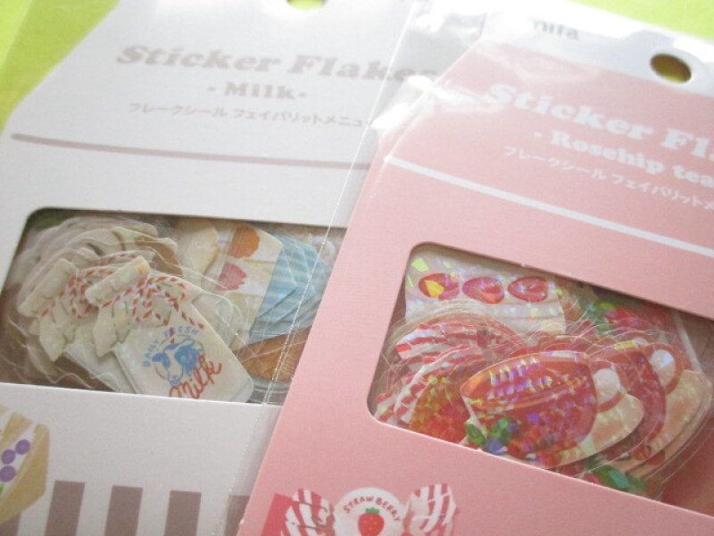 Photo1: 2 packs Sticker Flakes Sack Set Favorite Menu amifa *Rosehip Tea & Milk (108613)