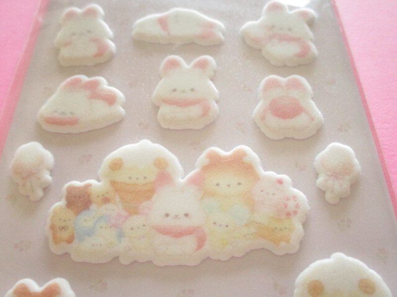 Photo1: Kawaii Cute もこもこ Puffy Stickers Sheet Sugarcocomuu San-x *Sugarcocomuu's Holiday (SE75102)