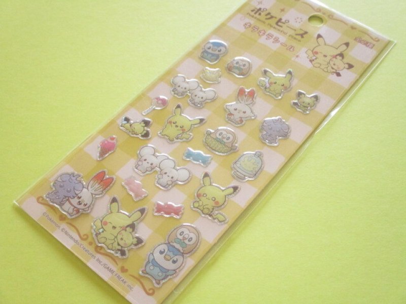 Photo1: Kawaii Cute Pokémon Peacefull Place Stickers Sheet Showa-note *Yellow (250216-1) (1)