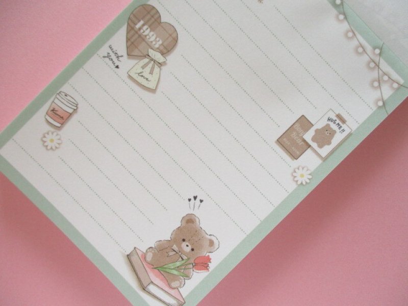 Photo1: Kawaii Cute Large Memo Pad Q-LiA *Latté Bear Girl’s Corazǒn (64210)