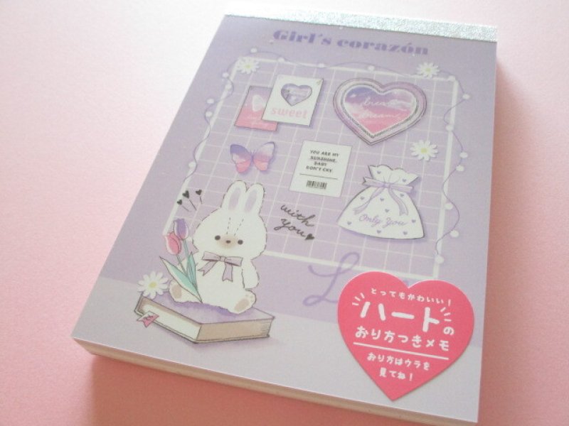 Photo1: Kawaii Cute Large Memo Pad Q-LiA *Rabbit Girl’s Corazǒn (64211) (1)