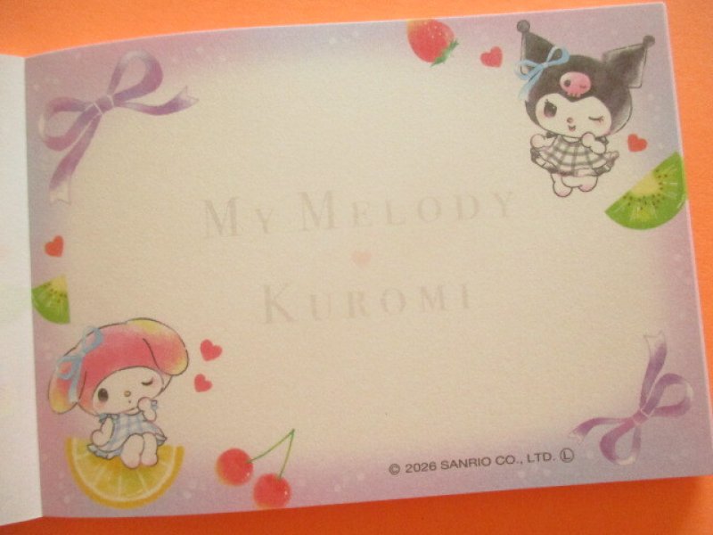 Photo2: Kawaii Cute Mini Memo Pad My Melody & Kuromi Sanrio *Fruit (140346)