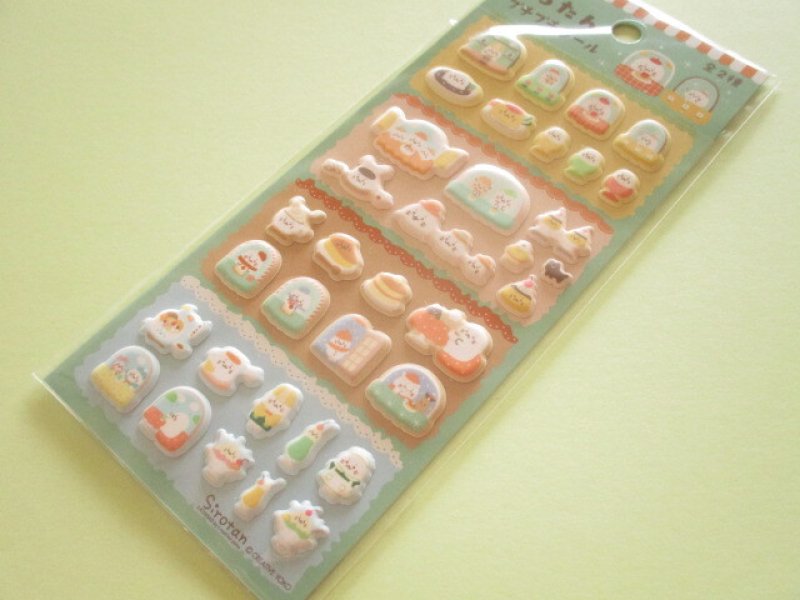 Photo1: Kawaii Cuteしろたん Sirotan Puffy Stickers Sheet MARUSHO *Blue-green (260369-1) (1)