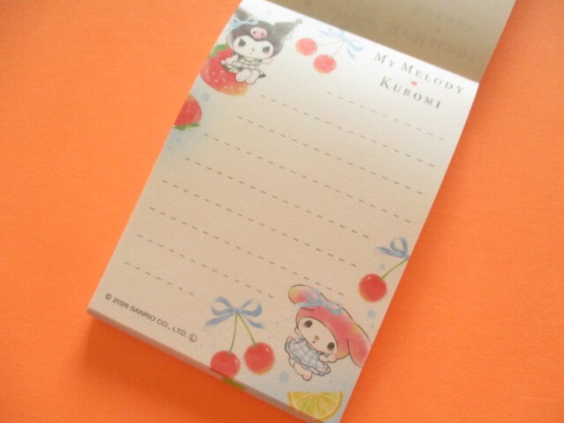 Photo1: Kawaii Cute Mini Memo Pad My Melody & Kuromi Sanrio *Fruit (140346)