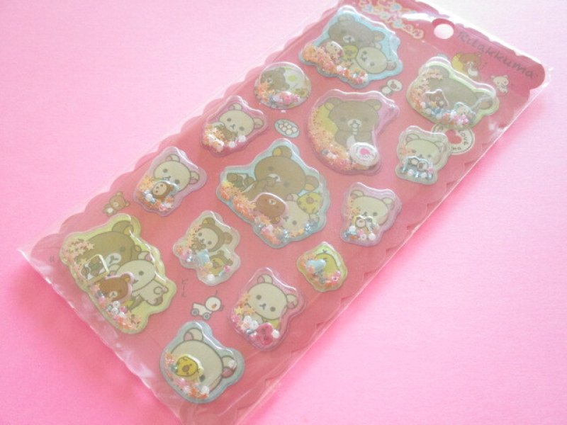 Photo1: Kawaii Cute Air-in Mascot Stickers Sheet Rilakkuma San-x *I Love Rilakkuma (SE76107) (1)
