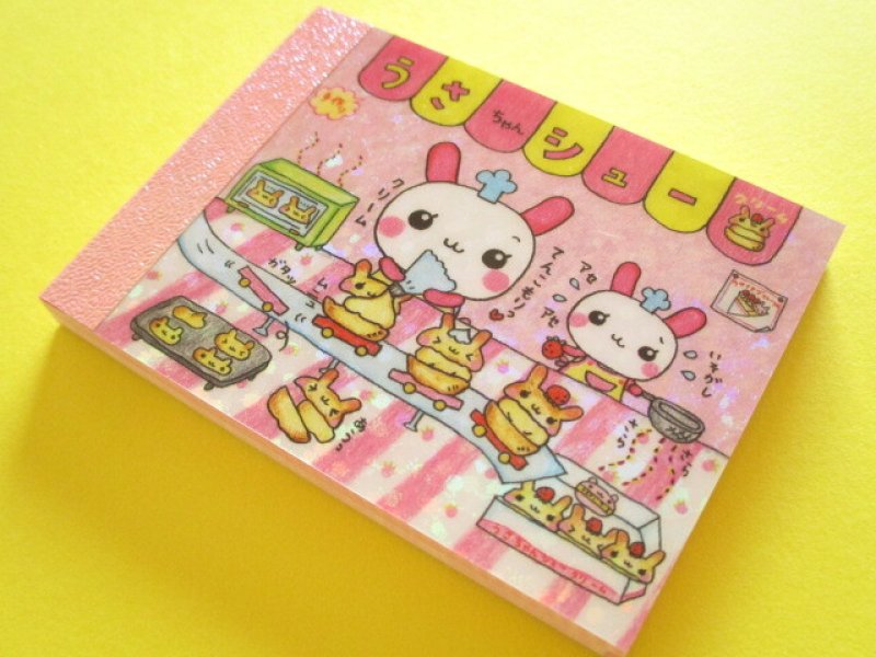 Photo1: Kawaii Cute Kirakira Glitter Mini Memo Pad Q-LiA *うさちゃんシュークリーム (10064) (1)