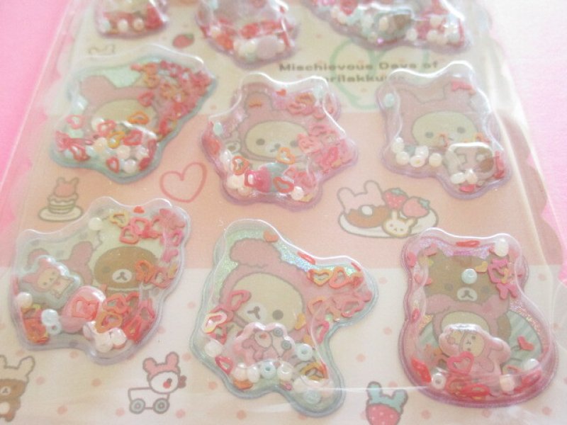 Photo2: Kawaii Cute Air-in Mascot Stickers Sheet Rilakkuma San-x *Strawberry (SE76104)