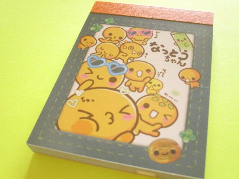 Photo1: Kawaii Cute Mini Memo Pad なっとうちゃん Crux *Denim (141532) (1)