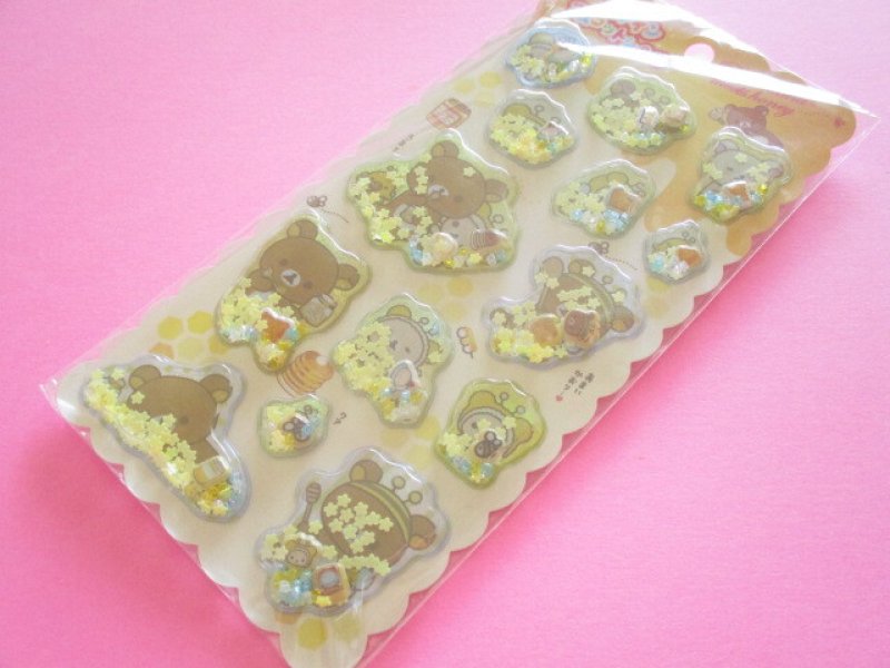 Photo1: Kawaii Cute Air-in Mascot Stickers Sheet Rilakkuma San-x *Honey & Smile (SE76106) (1)