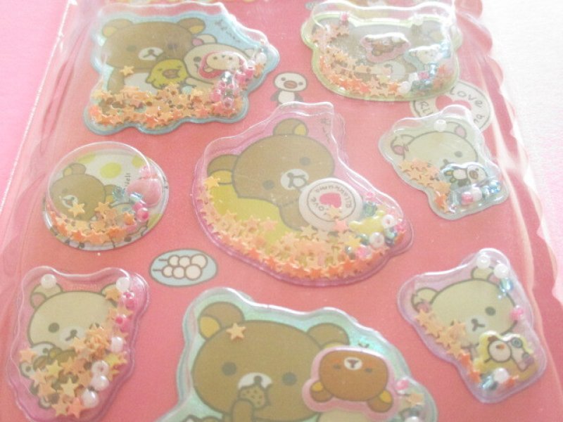 Photo1: Kawaii Cute Air-in Mascot Stickers Sheet Rilakkuma San-x *I Love Rilakkuma (SE76107)