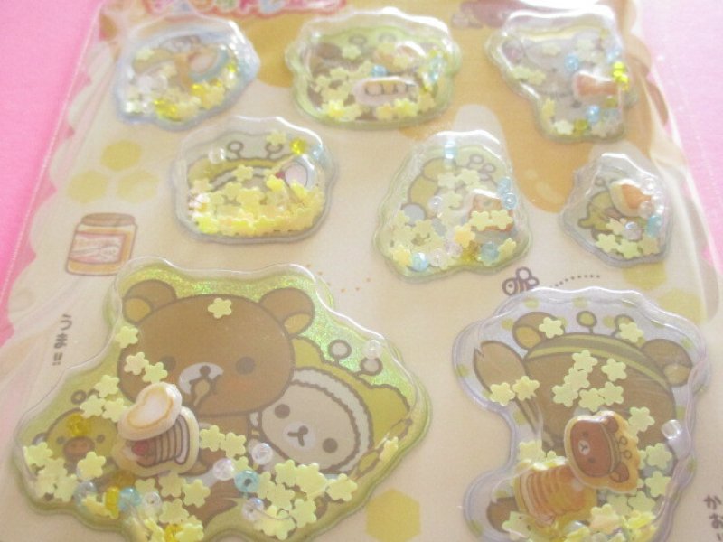 Photo1: Kawaii Cute Air-in Mascot Stickers Sheet Rilakkuma San-x *Honey & Smile (SE76106)