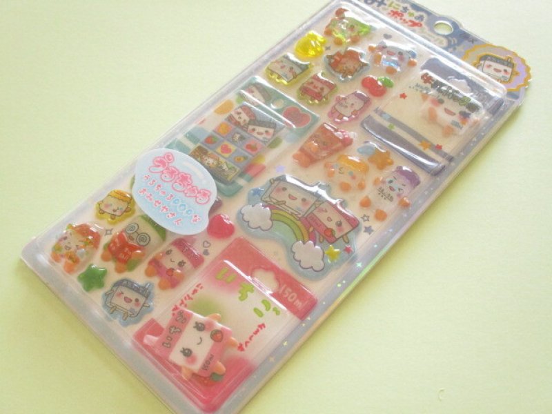 Photo1: Kawaii Cute Miniature Pop Stickers Sheet Crux *牛乳パック君 (141412) (1)
