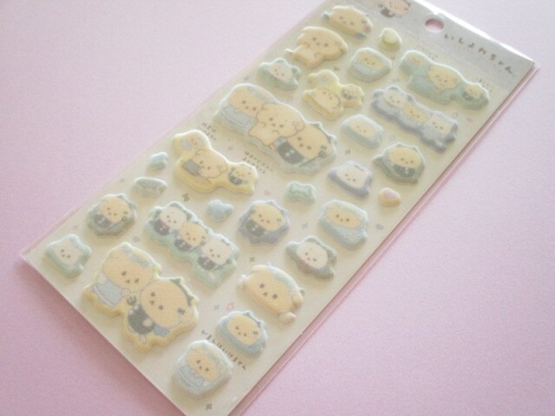 Photo1: Kawaii Cute もこもこ Puffy Stickers Sheet Ishiyowachan San-x *ゆうわくにかてないいしよわちゃん (SE76001) (1)