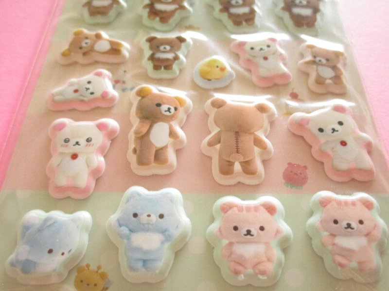 Photo2: Kawaii Cute Funi Funi Puffy Stickers Sheet Soft toys-photos San-x *Rilakkuma (SE76601)