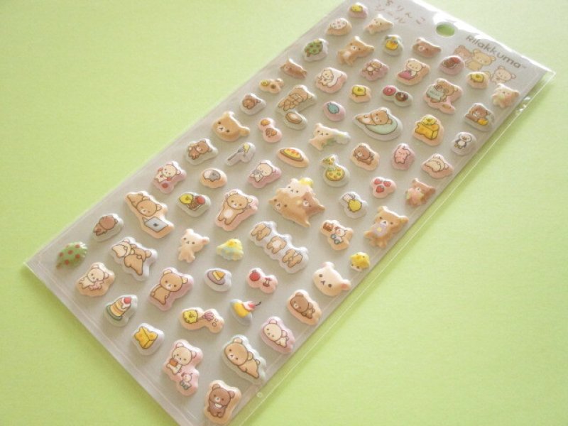 Photo1: Kawaii Cute  ぷちりんこ Puffy Stickers Sheet San-x *Rilakkuma (SE76401) (1)