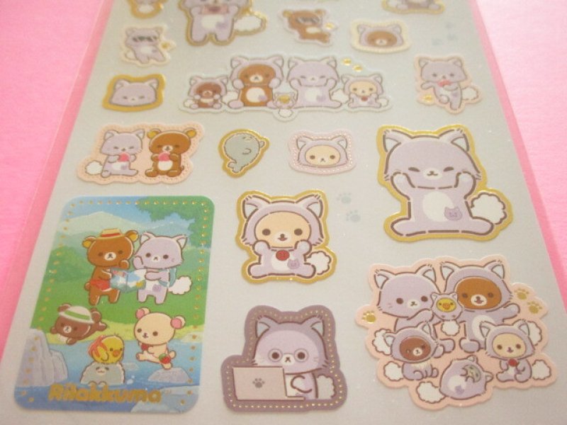 Photo2: Kawaii Cute Stickers Sheet Rilakkuma San-x *リラックマとアワワネコ (SE74301)