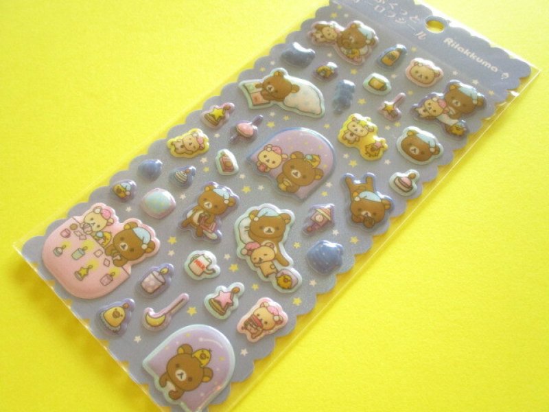 Photo1: Kawaii Cute ぷくっとオーロラ Puffy Stickers Sheet San-x *Rilakkuma (SE76801) (1)