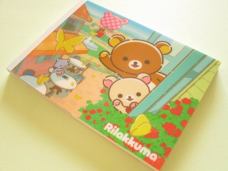 Photo1: Kawaii Cute Large Memo Pad Rilakkuma San-x *リラックマとアワワネコ (MH32901) (1)