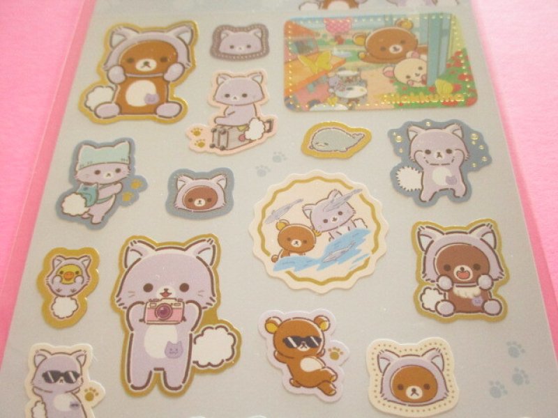 Photo1: Kawaii Cute Stickers Sheet Rilakkuma San-x *リラックマとアワワネコ (SE74301)