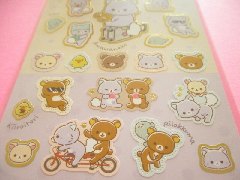 Photo2: Kawaii Cute Stickers Sheet Rilakkuma San-x *リラックマとアワワネコ (SE74302)