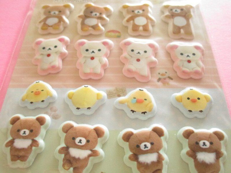 Photo1: Kawaii Cute Funi Funi Puffy Stickers Sheet Soft toys-photos San-x *Rilakkuma (SE76601)