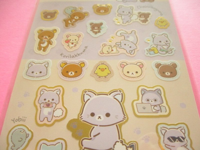 Photo1: Kawaii Cute Stickers Sheet Rilakkuma San-x *リラックマとアワワネコ (SE74302)