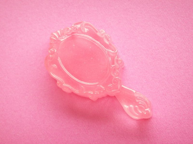 Photo2: Kawaii Cute 4pcs Small Hand Mirror Cabochons Flat Back Cute Pink