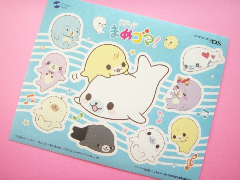 Photo1: Kawaii Cute Mamegoma Small Sticker Sheet Nintendo DS Novelty (1)