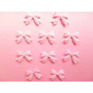 Photo: 10 pcs Kawaii Cute Craft Supplies Padded Ribbon Bow Applique Polka Dots Pink