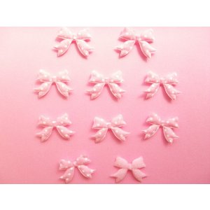 Photo: 10 pcs Kawaii Cute Craft Supplies Padded Ribbon Bow Applique Polka Dots Pink