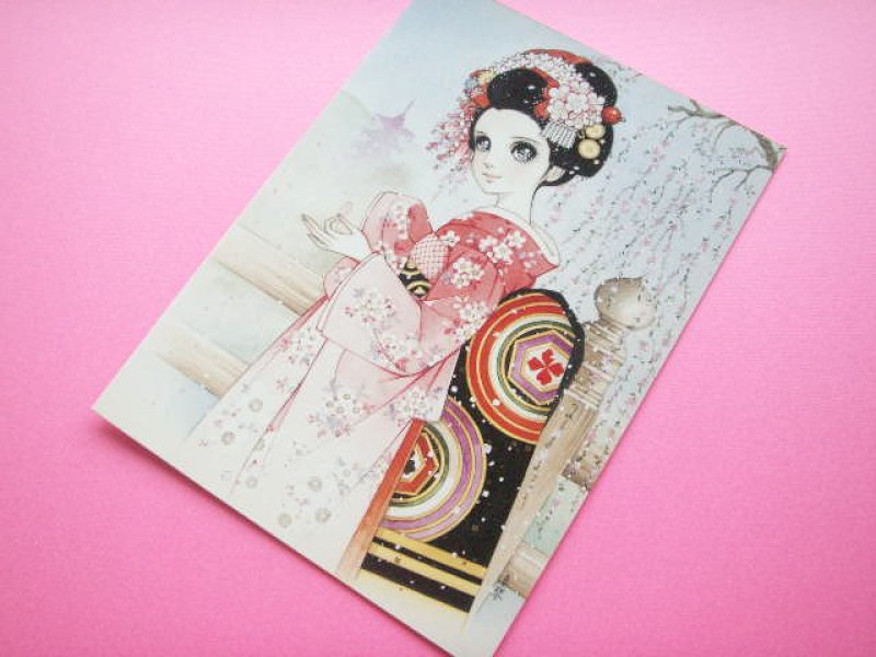 Photo1: Macoto Japanese Retro Illustration Postcard Cute Girls *25 (1)