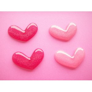 Photo: 4 pcs Kawaii Cute Small Heart Cabochons Flat Back Craft Supplies Pink & Hot Pink