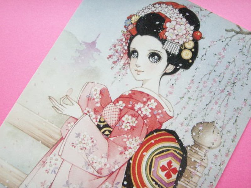 Photo1: Macoto Japanese Retro Illustration Postcard Cute Girls *25