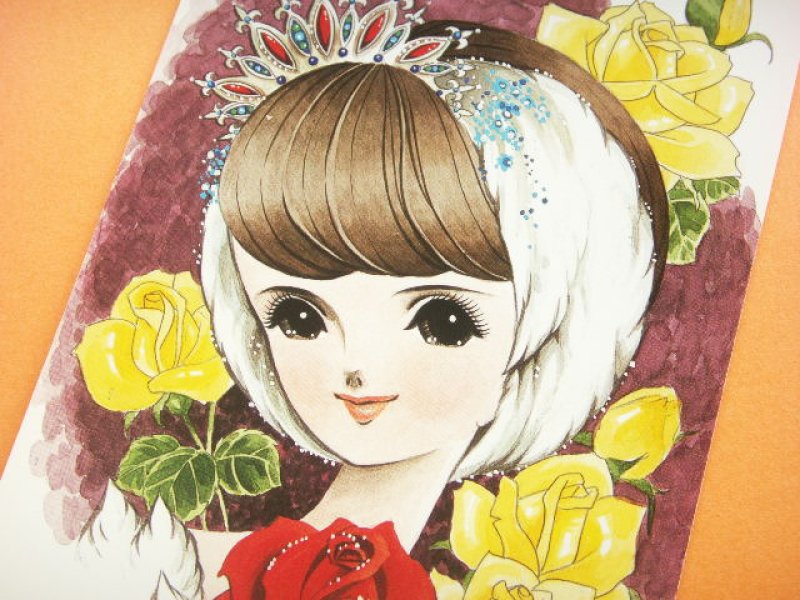 Photo1: Japanese Retro Illustration Postcard Cute Girl Miyako *30