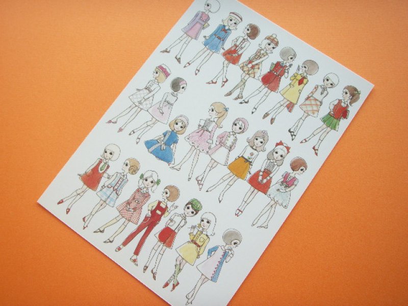 Photo1: Macoto Japanese Retro Illustration Postcard Cute Girls *12 (1)