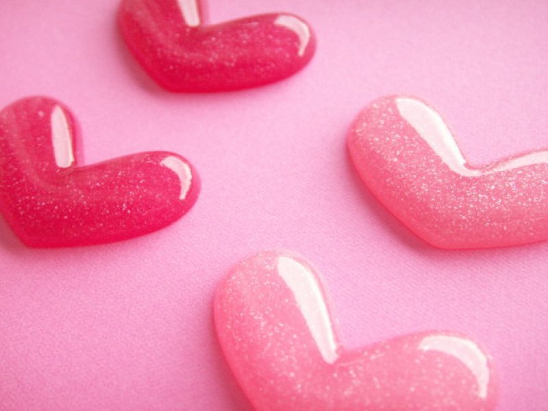 Photo1: 4 pcs Kawaii Cute Small Heart Cabochons Flat Back Craft Supplies Pink & Hot Pink