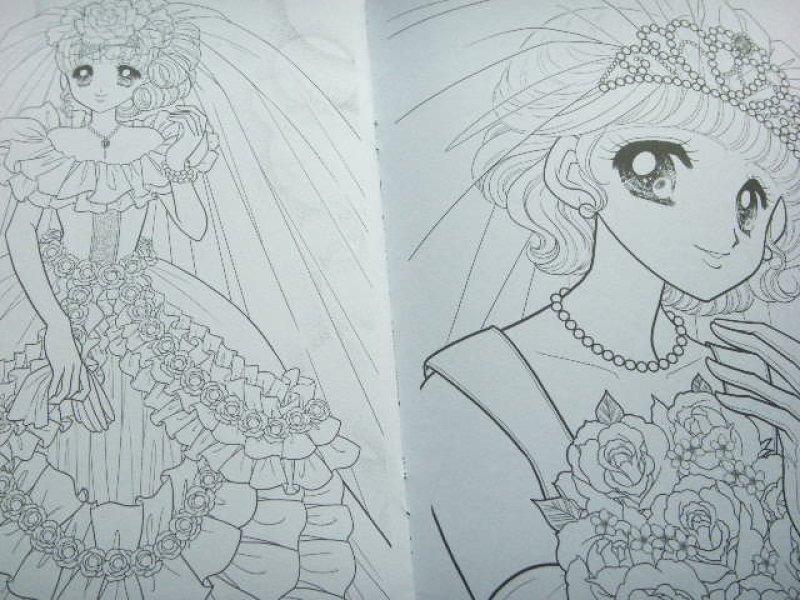 Photo2: Cute Japanese Girls Illustration Coloring Book Happy Bridal 