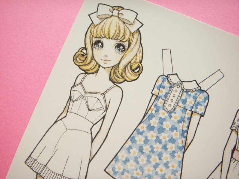 Photo1: Macoto Japanese Retro Illustration Postcard Cute Girls *05