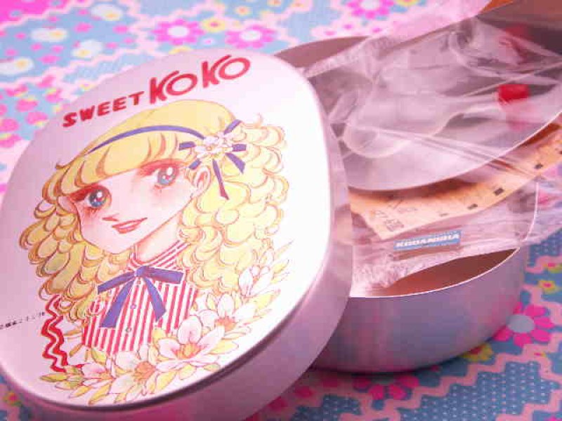 Photo1: Kawaii Cute Vintage Bento Tin Box Sweet Koko Retro Girl Japan 1970s